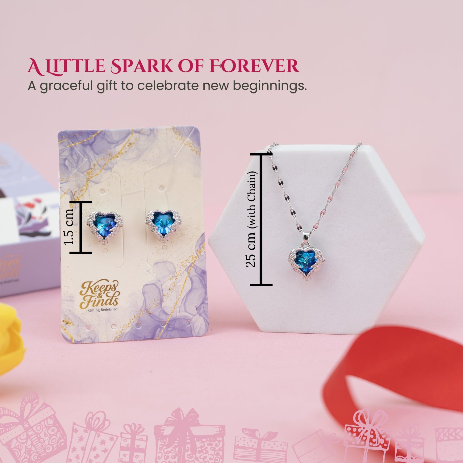 Love Jewellery Gift Box | Brass Necklace & Earring Set with Heart Message Card