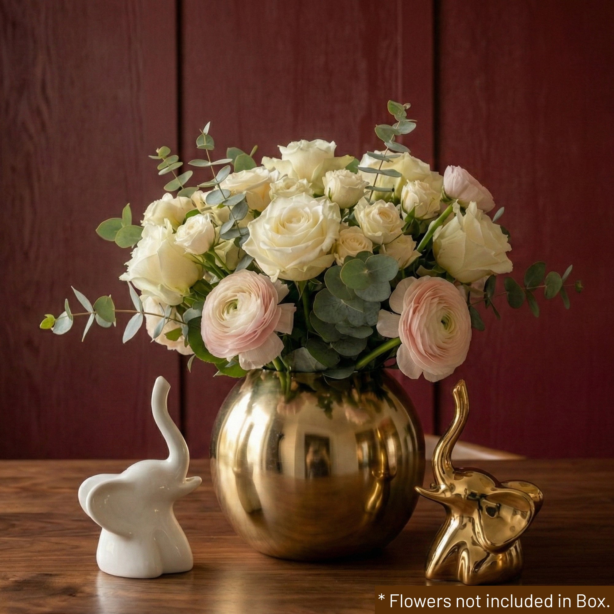 The Metal Vase & Ceramic Elephant Home Keepsake Gift Box