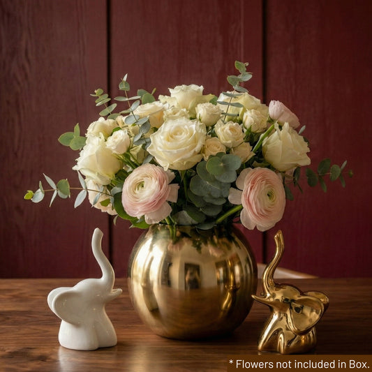 The Metal Vase & Ceramic Elephant Home Keepsake Gift Box