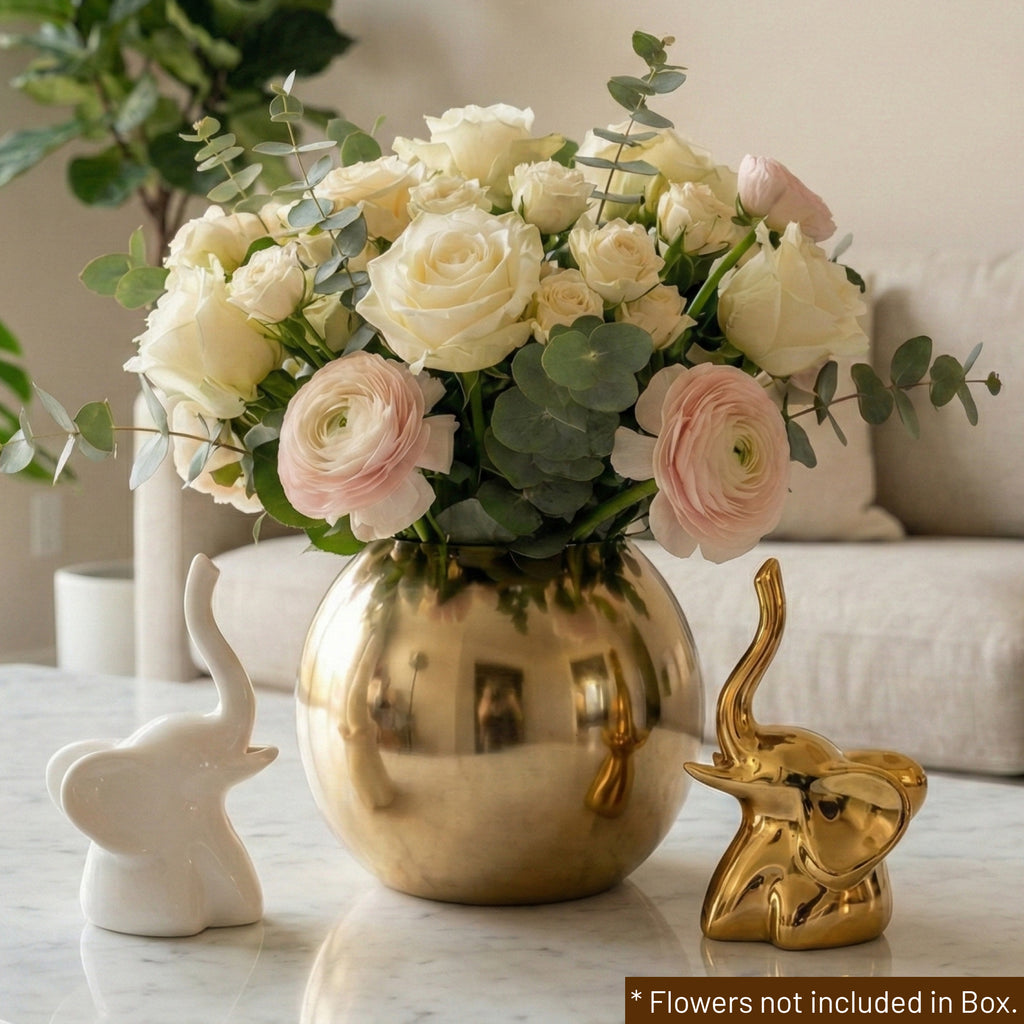 The Metal Vase & Ceramic Elephant Home Keepsake Gift Box